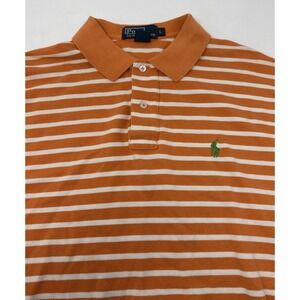POLO RALPH LAUREN MEN'S Orange STRIPE POLO SHIRT SIZE Large‎